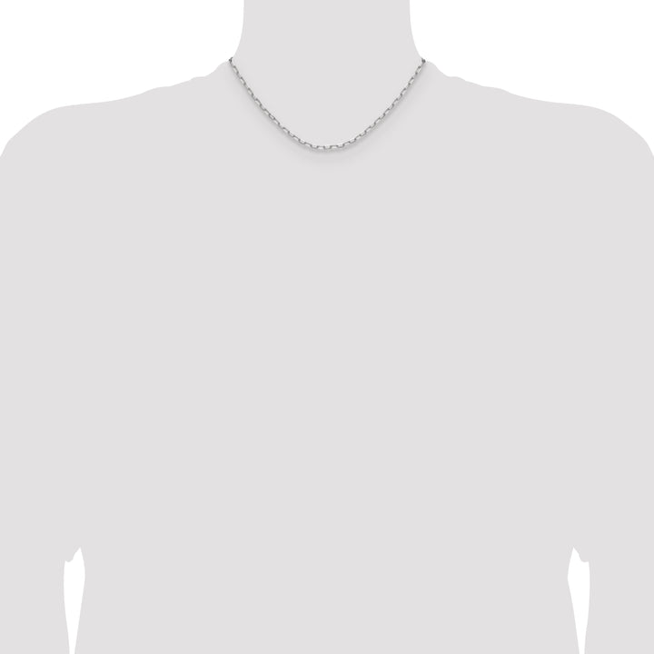 14k White Gold 3.0mm Solid Beveled Paperclip Chain