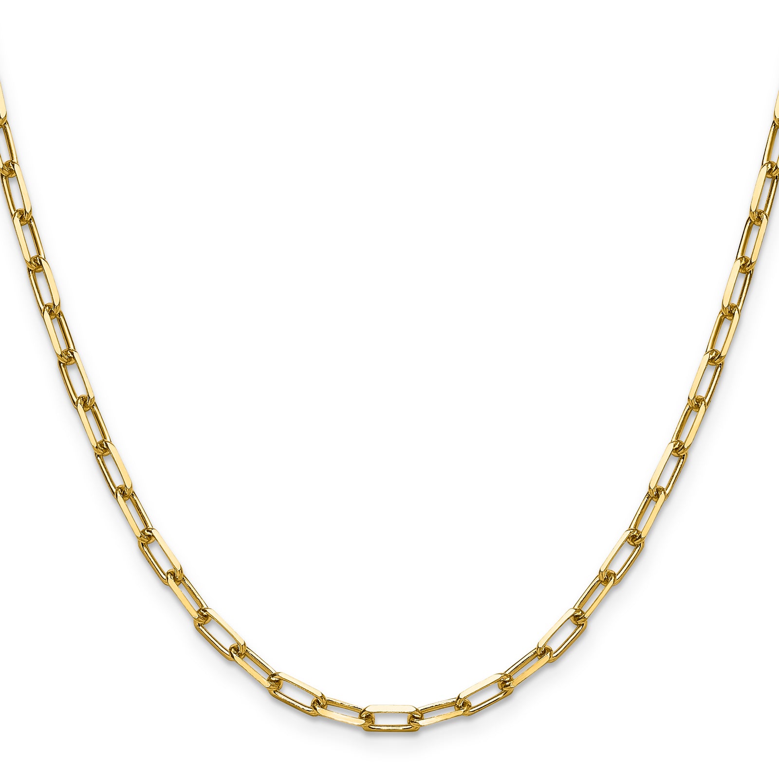 14k 3.5mm Solid Beveled Paperclip Chain