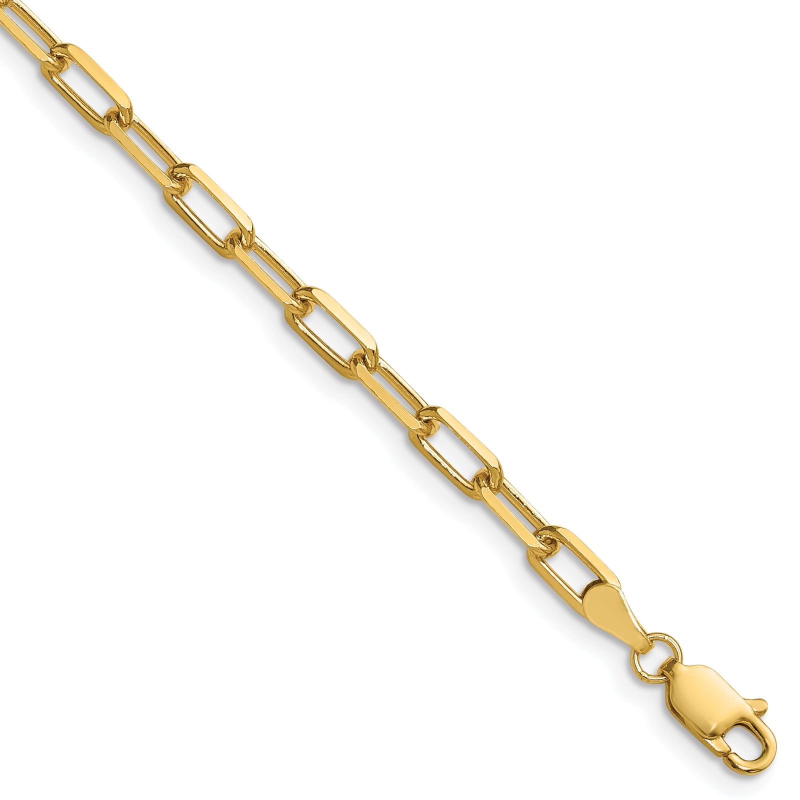 14k 3.5mm Solid Beveled Paperclip Chain