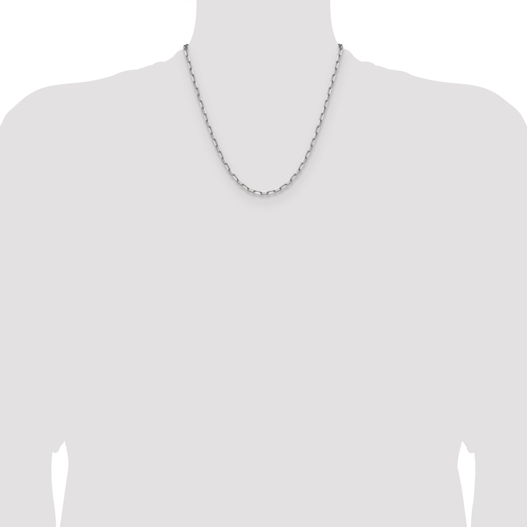 14k White Gold 3.5mm Solid Beveled Paperclip Chain