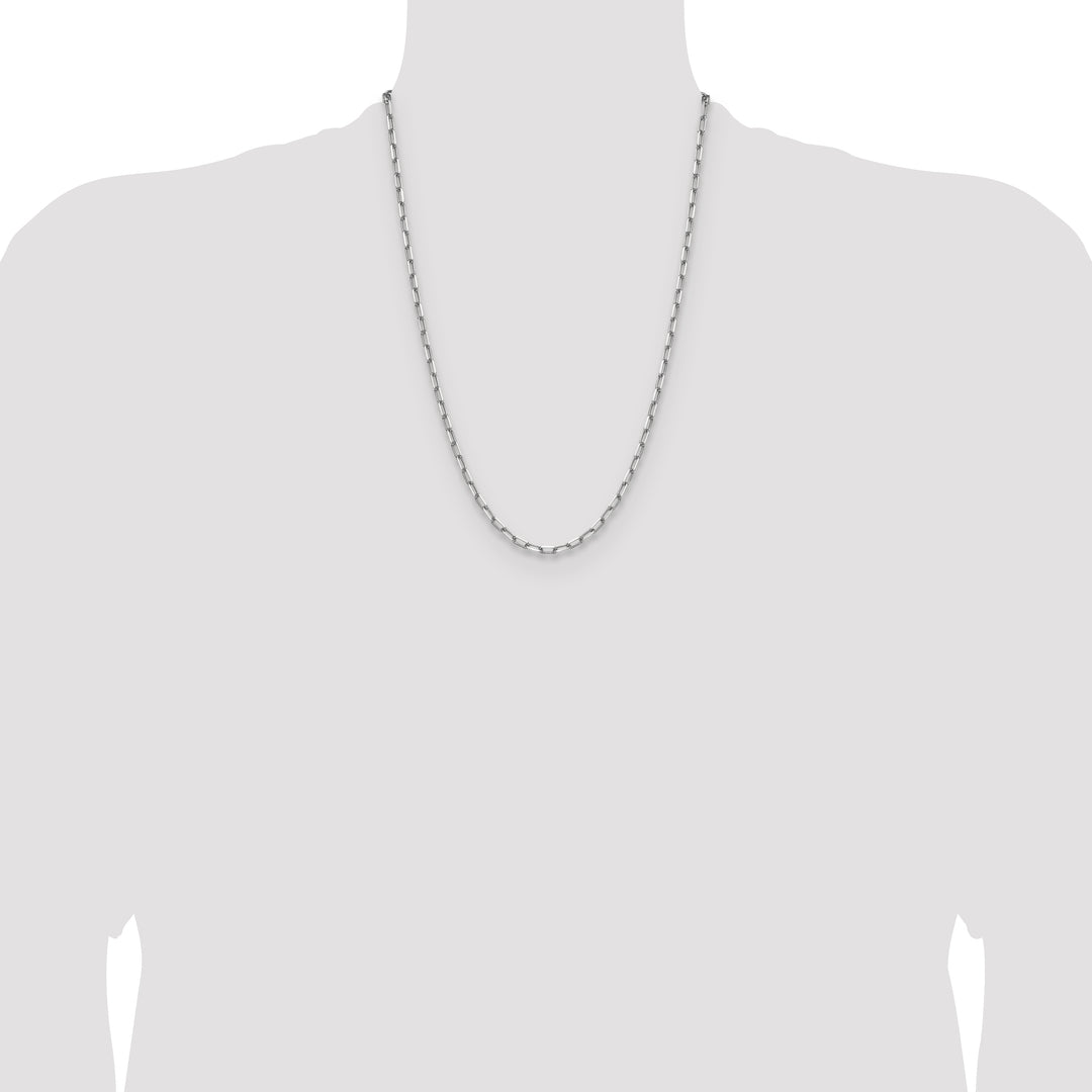 14k White Gold 3.5mm Solid Beveled Paperclip Chain