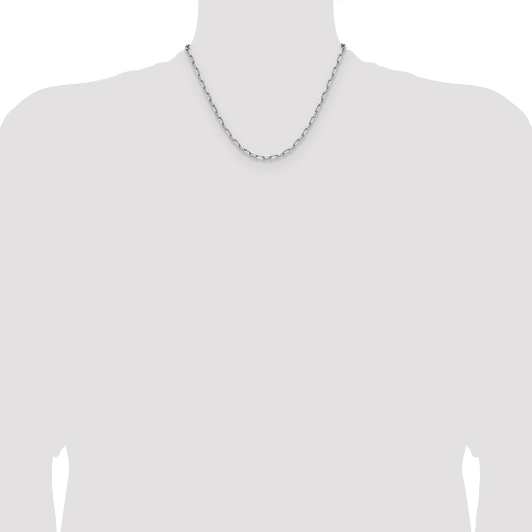 14k White Gold 3.5mm Solid Beveled Paperclip Chain