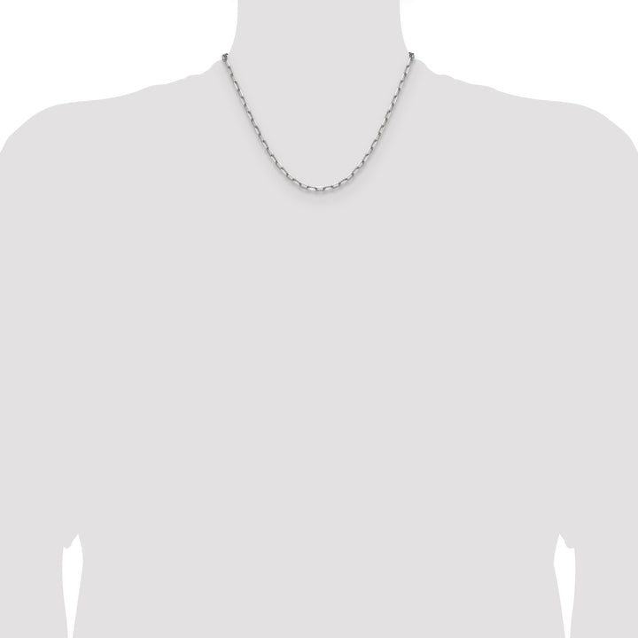 14k White Gold 3.5mm Solid Beveled Paperclip Chain