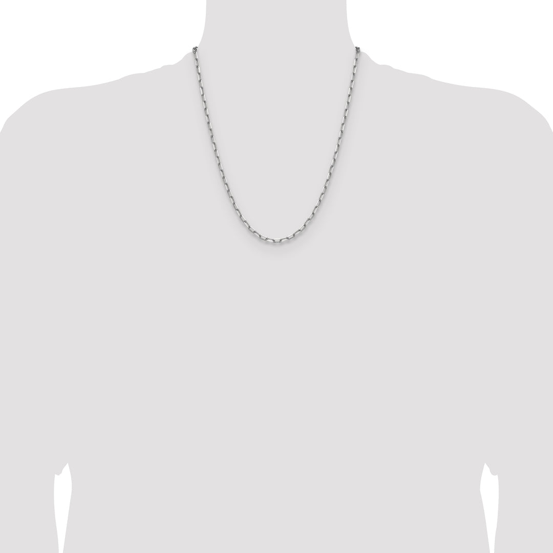 14k White Gold 3.5mm Solid Beveled Paperclip Chain