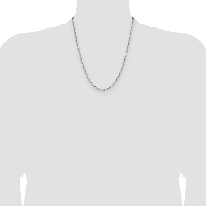 14k White Gold 3.5mm Solid Beveled Paperclip Chain