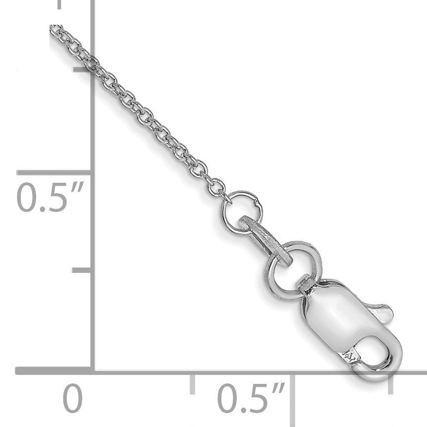 14k White Gold 1mm Round Open Link Cable Chain Anklet