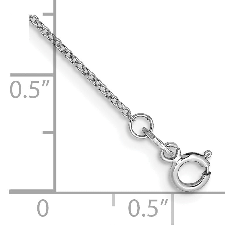 14k White Gold .9mm Cable with Spring Ring Clasp Chain Anklet