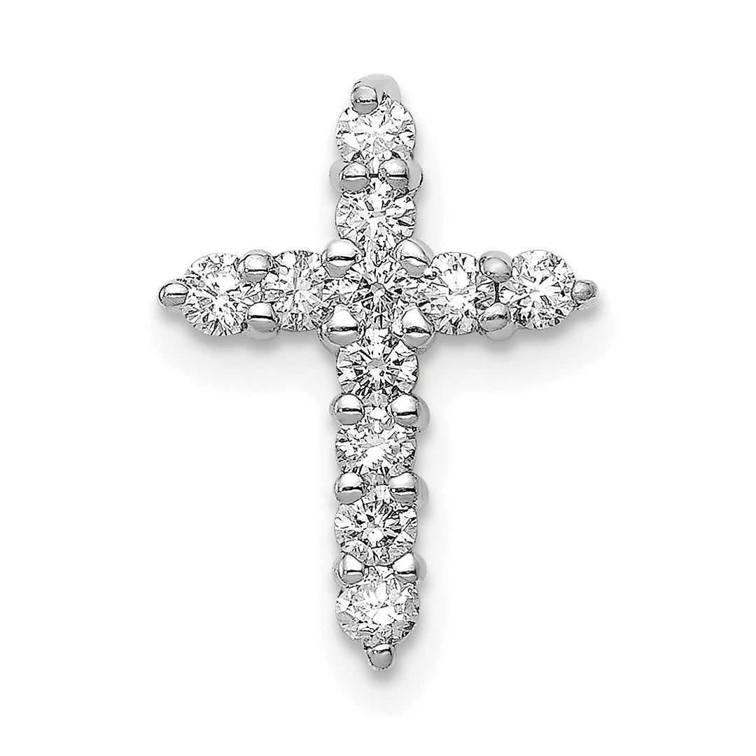 14k White Gold AA 1/3ct. Diamond Cross Pendant