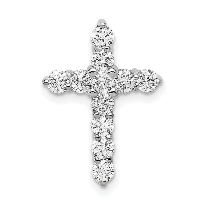 14k White Gold AA 3/4ct. Diamond Cross Chain Slide