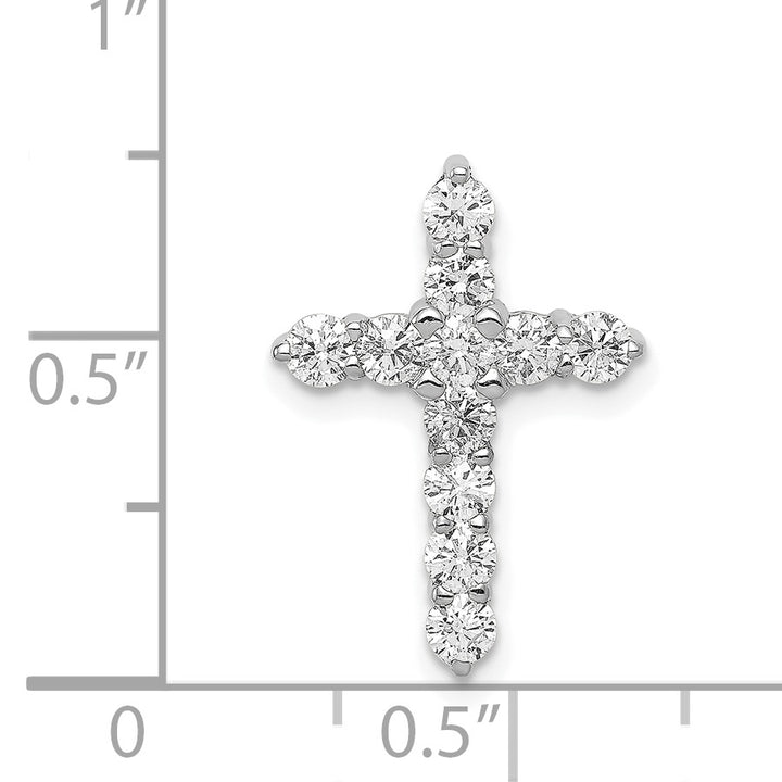 14k White Gold AA 3/4ct. Diamond Cross Chain Slide