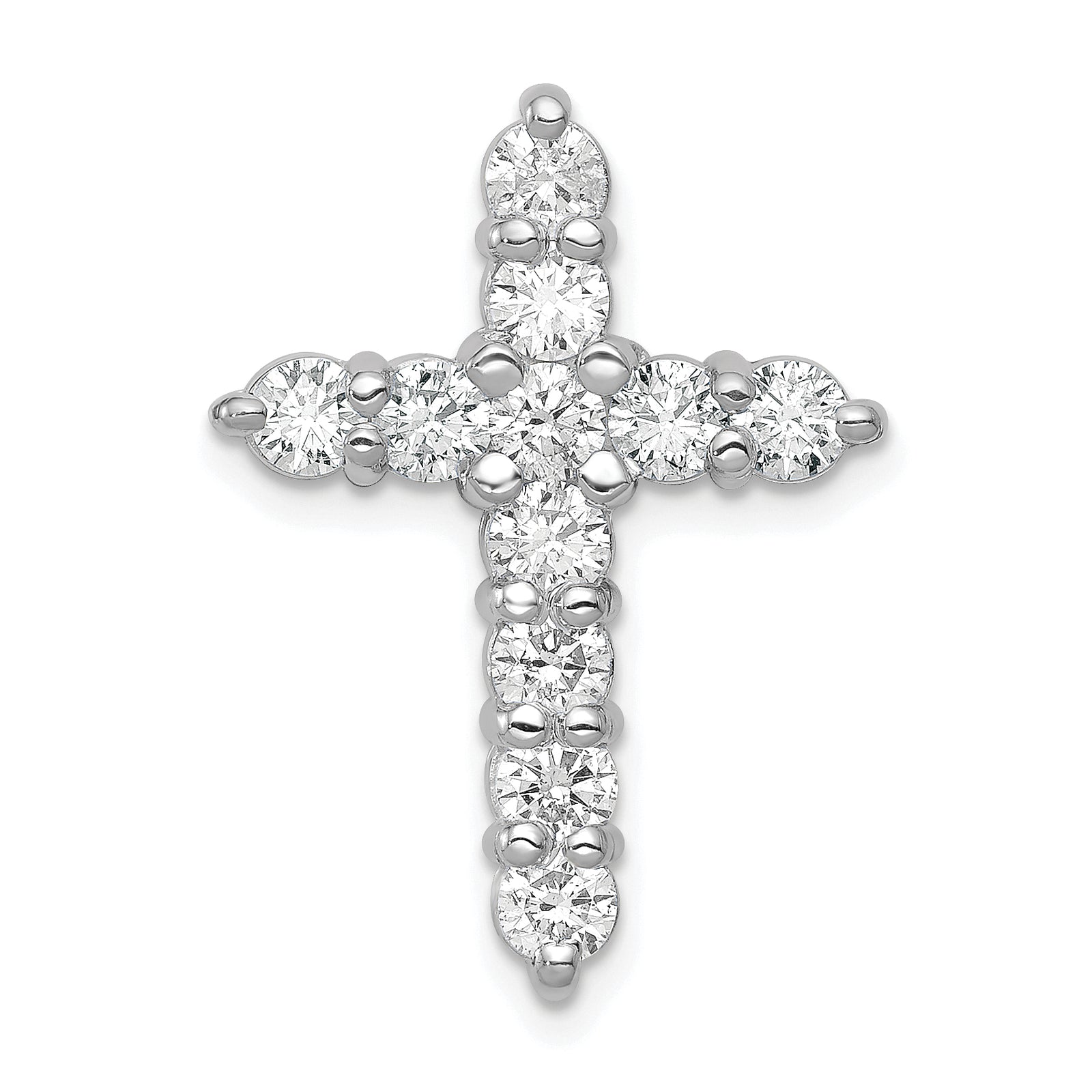 14k White Gold AA 1.25ct. Diamond Cross Chain Slide