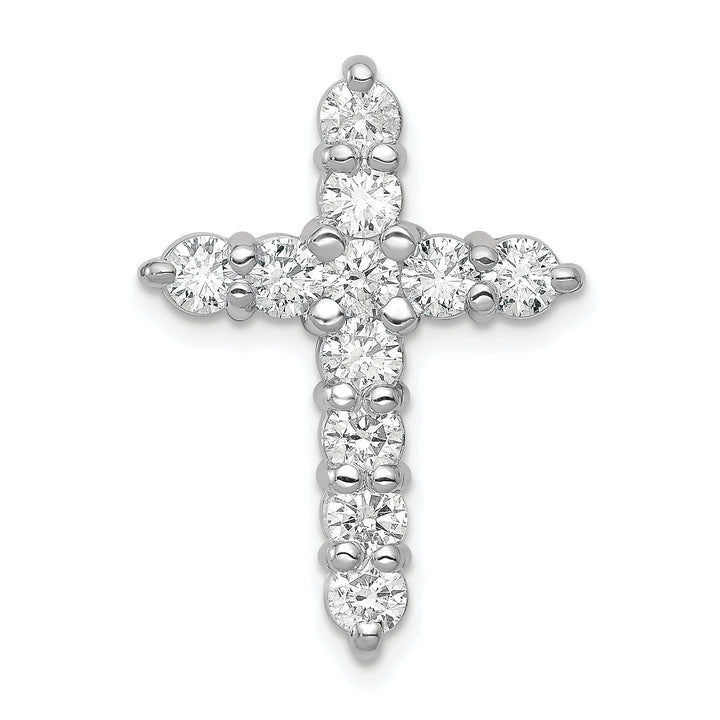 14k White Gold AA 1.25ct. Diamond Cross Chain Slide