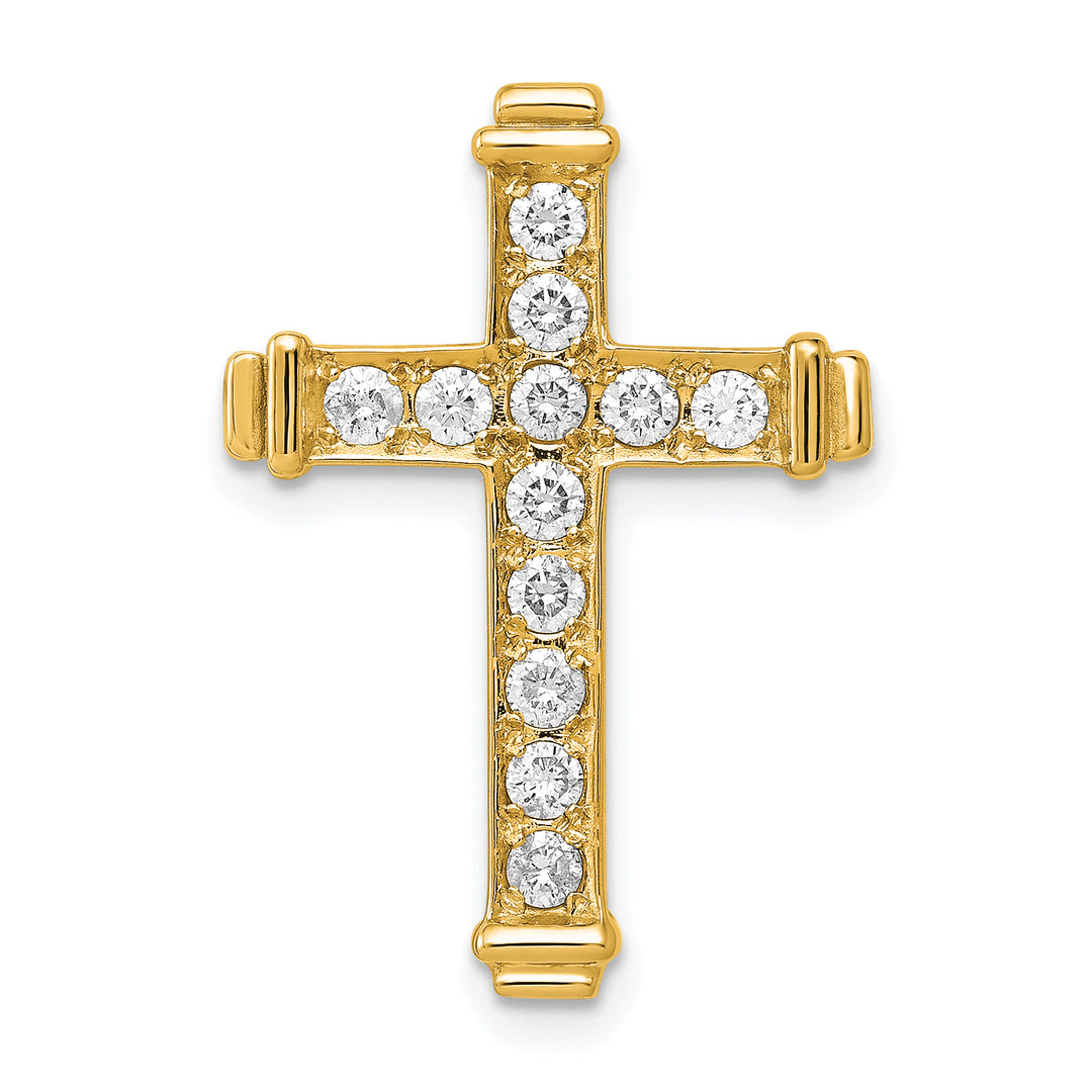 14k AA 3/8ct. Diamond Latin Cross Chain Slide