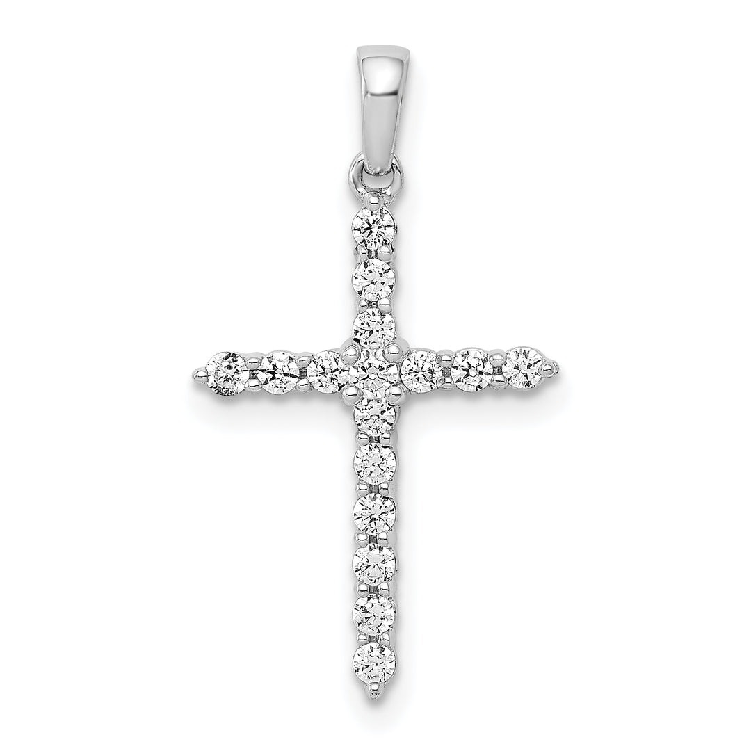 14k White Gold Polished 1/4ct. Diamond Cross Pendant