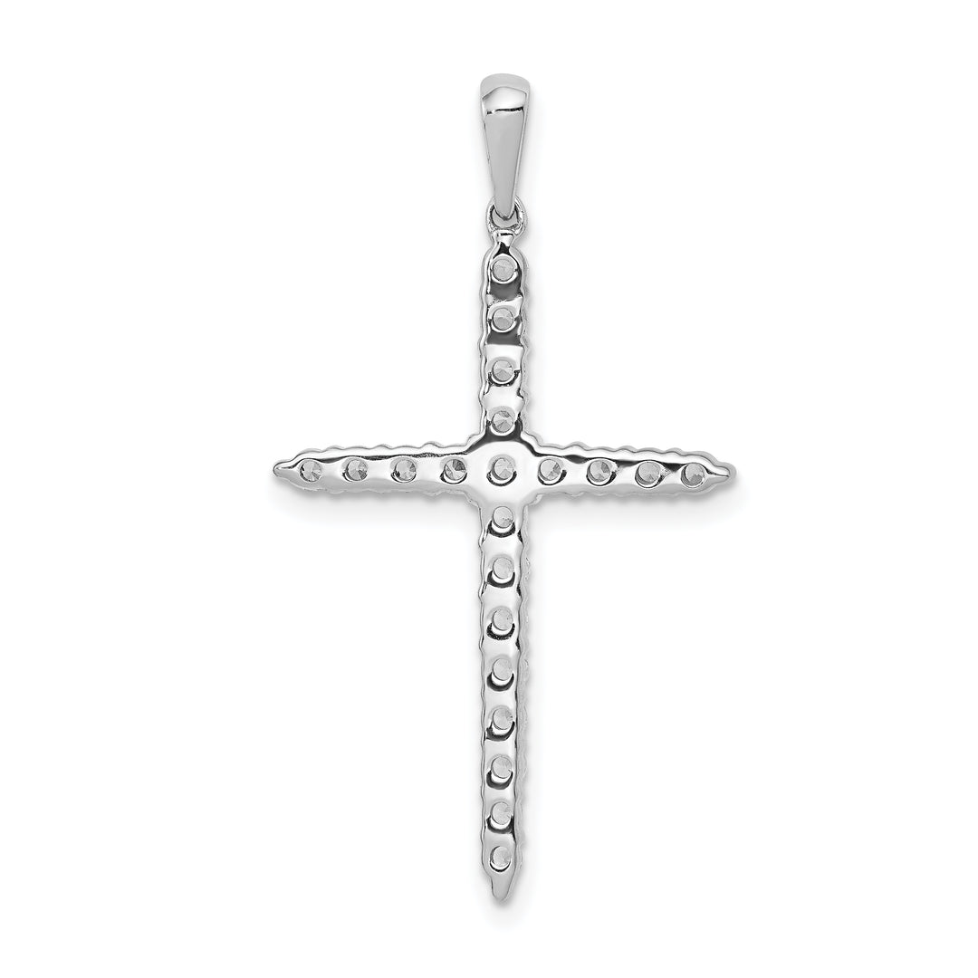 14k White Gold Polished 1/2ct. Diamond Cross Pendant