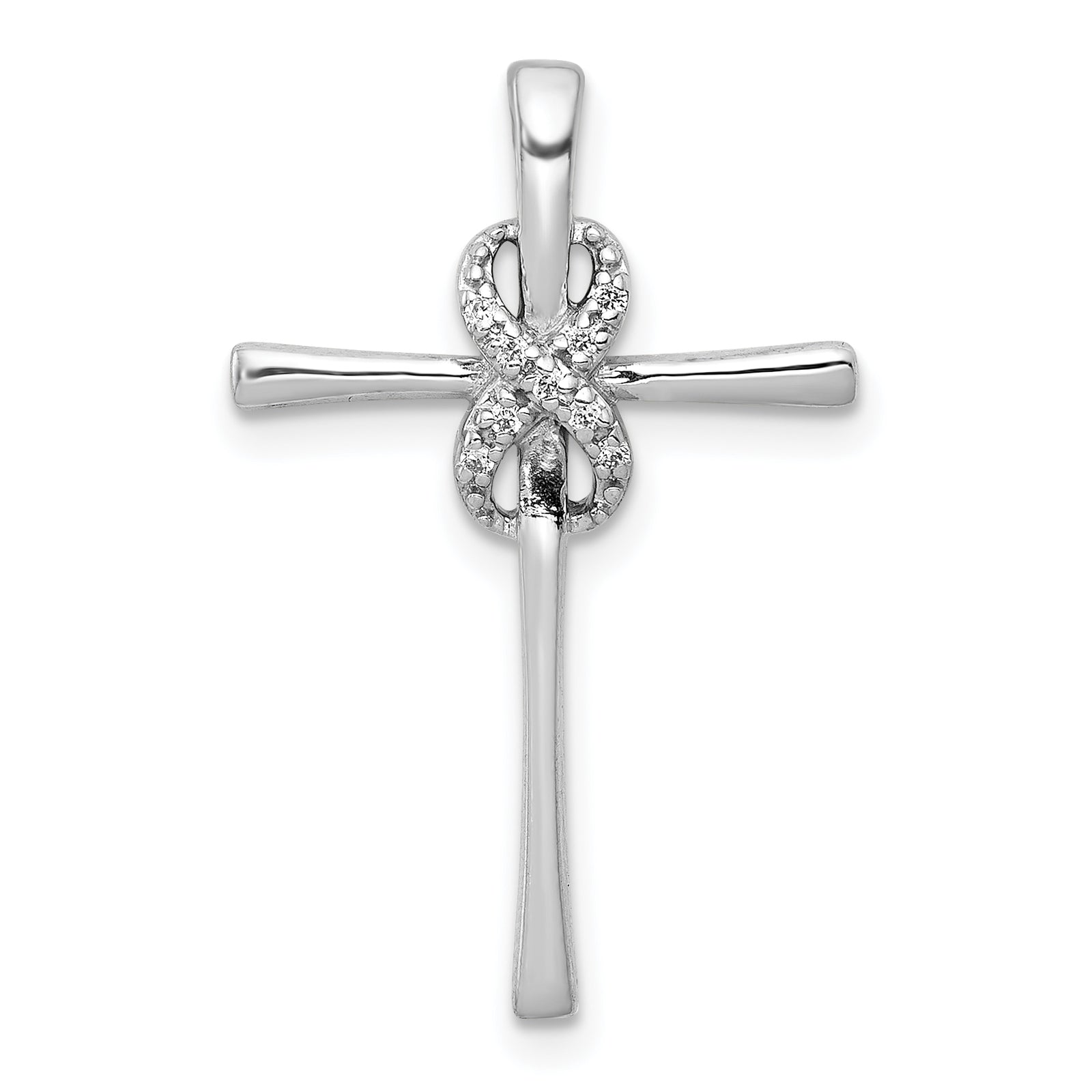 14k White Gold .03ct. Diamond Infinity Cross Chain Slide