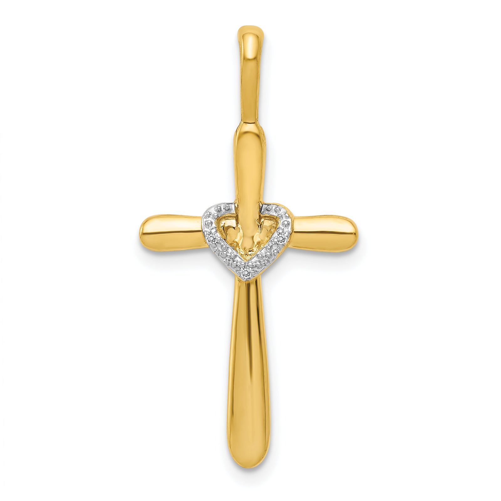 14k Diamond Cross w/Heart Pendant