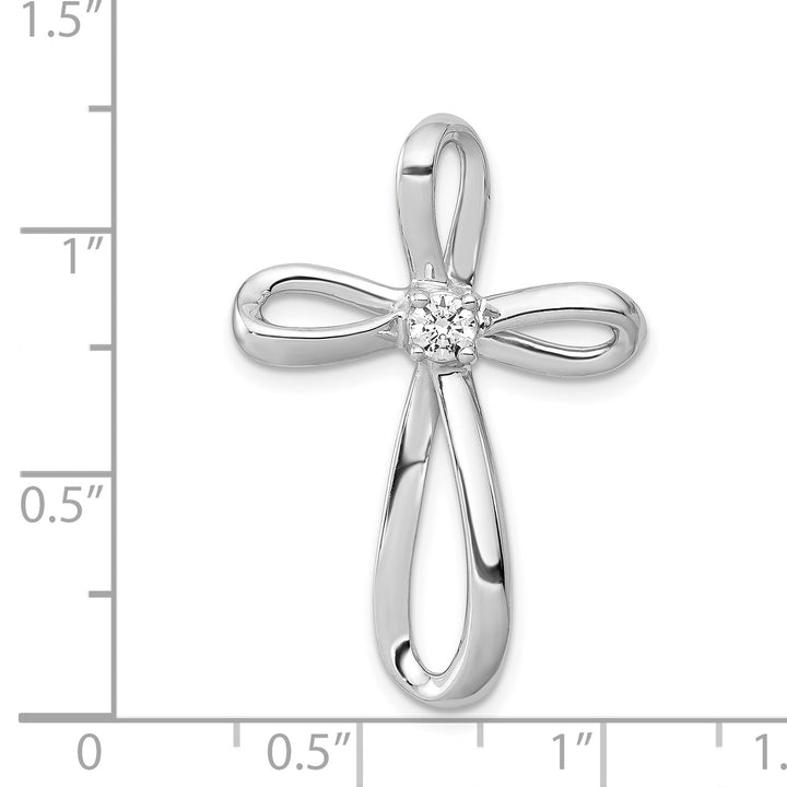 14k White Gold 1/6ct. Diamond Cross Chain Slide