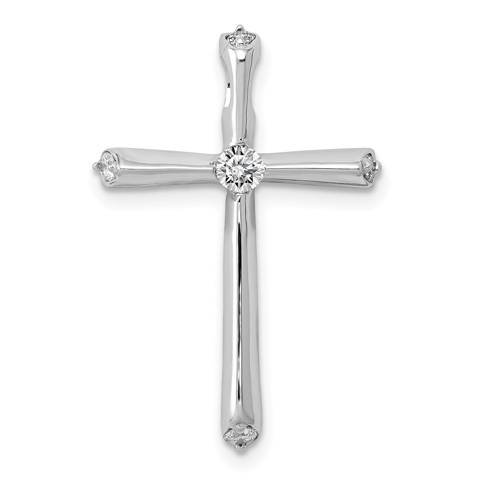 14k White Gold 1/5ct. Diamond Cross Chain Slide