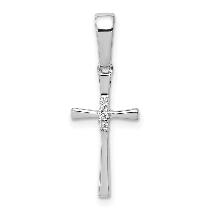 14k White Gold .02ct. Diamond Cross Pendant