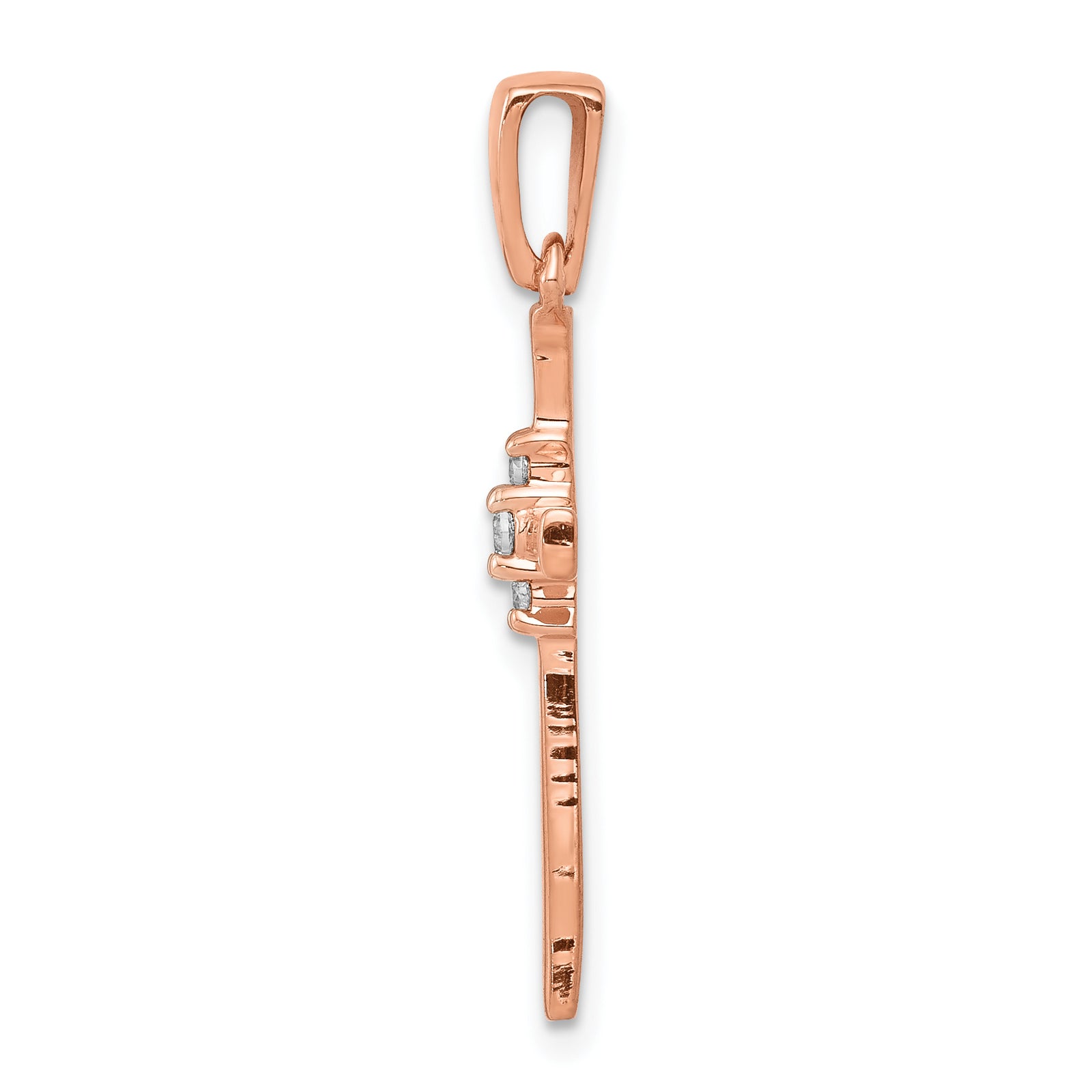 14k Rose Gold 1/20ct. Diamond Cross Pendant