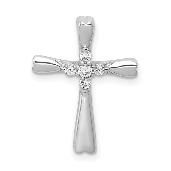 14k White Gold 1/6ct. 5-Stone Diamond Cross Chain Slide