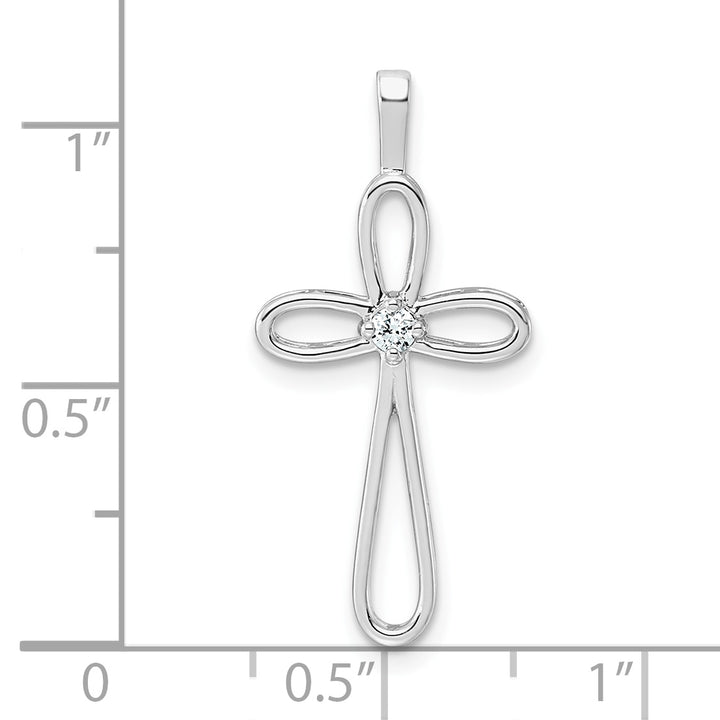 14k White Gold AA Diamond Cross Pendant