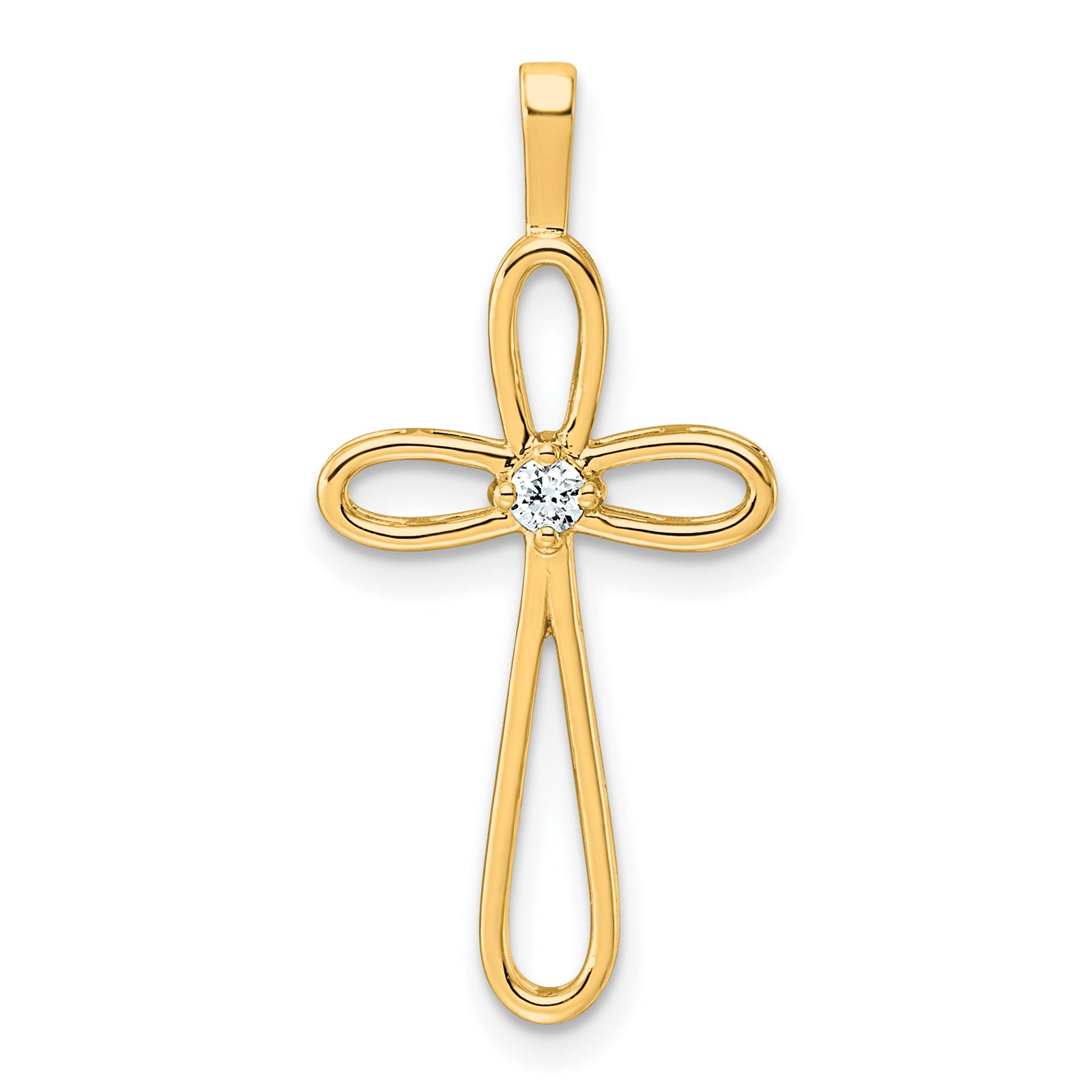 14k AA Diamond Cross Pendant