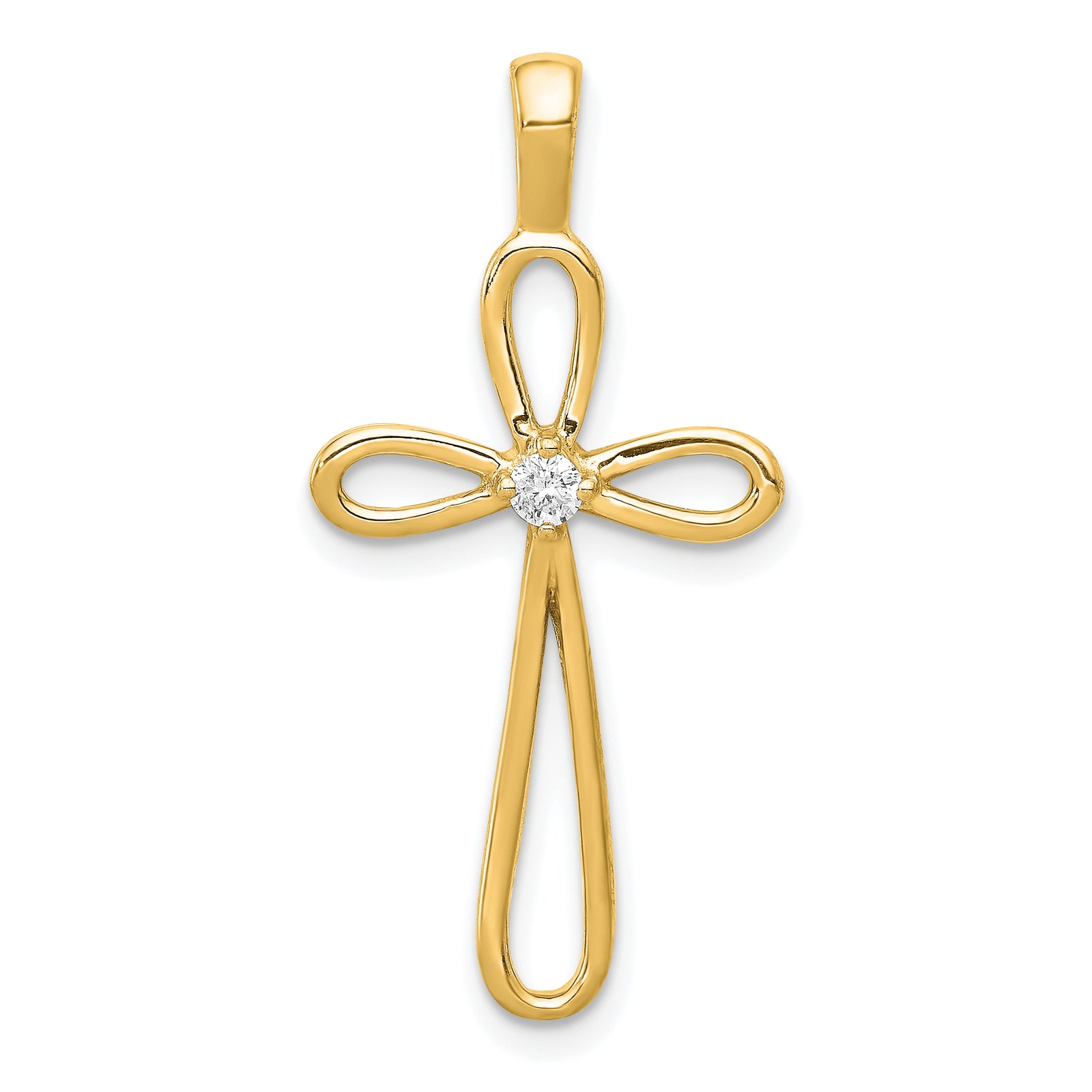 14k AA Diamond Cross Pendant