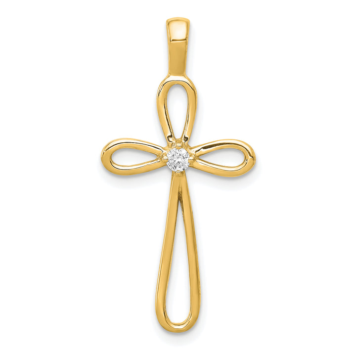 14k AA Diamond Cross Pendant