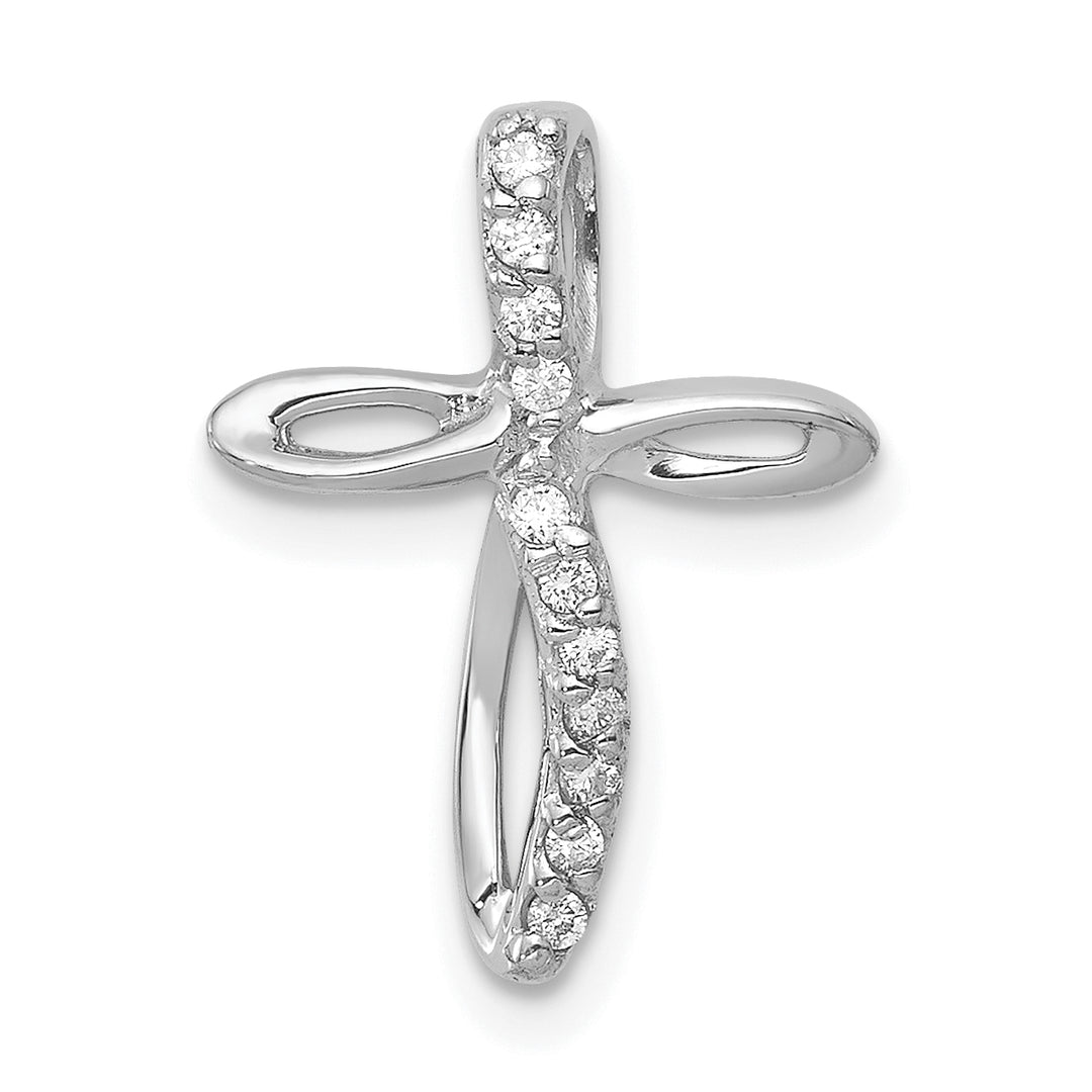 14k White Gold AA Diamond Cross Pendant