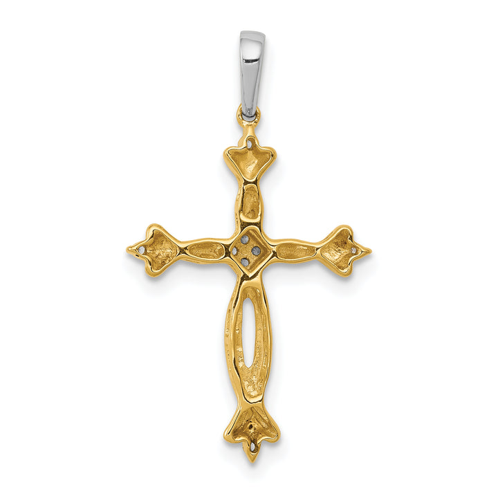 14k Two-Tone 1/20ct. Diamond Cross Pendant