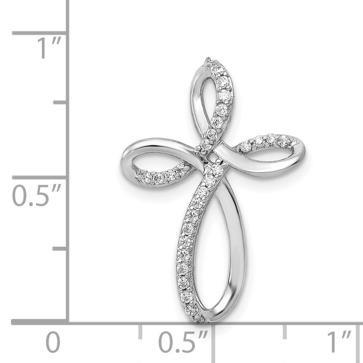14k White Gold 1/6ct. Diamond Cross Chain Slide