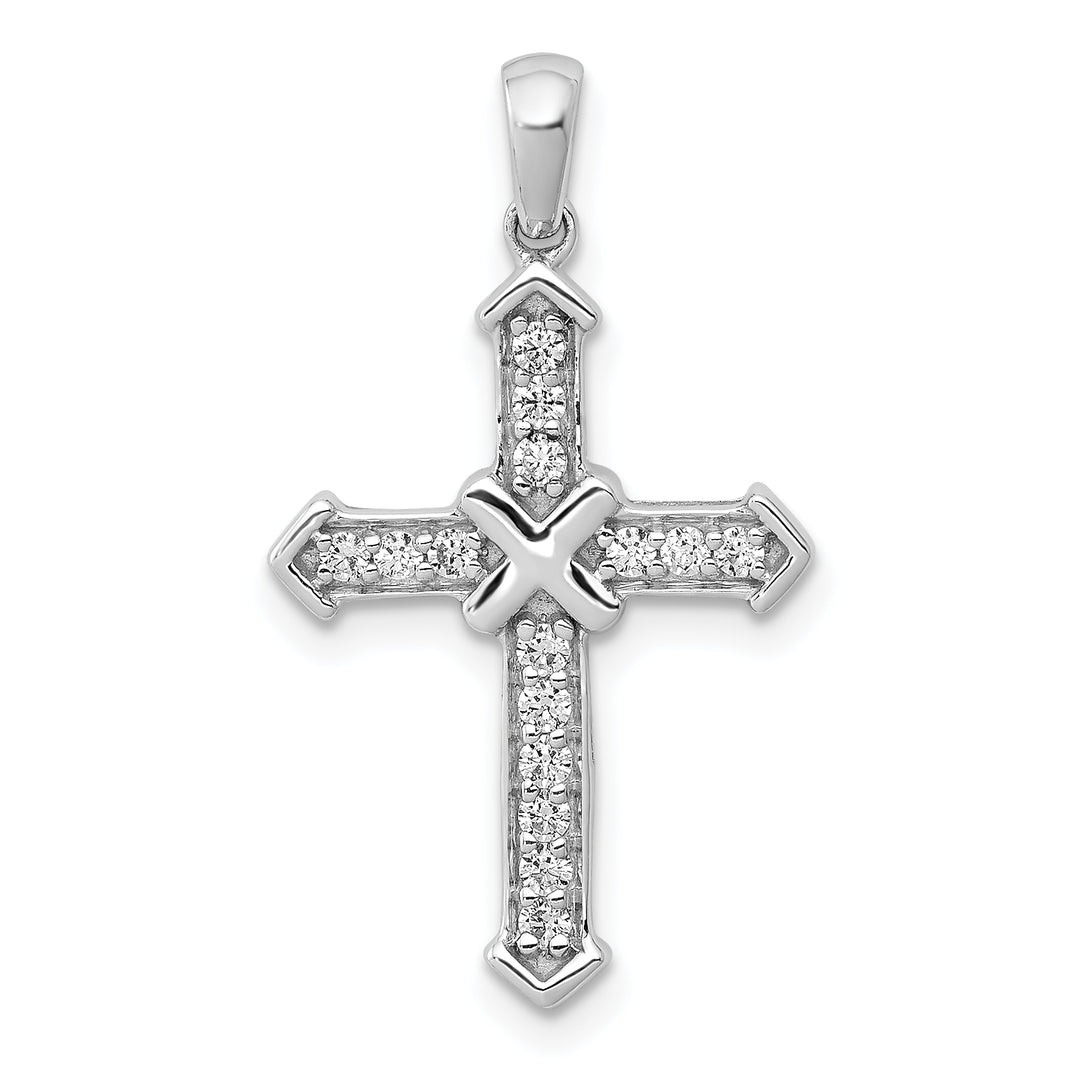 14k White Gold Passion Diamond Cross Pendant