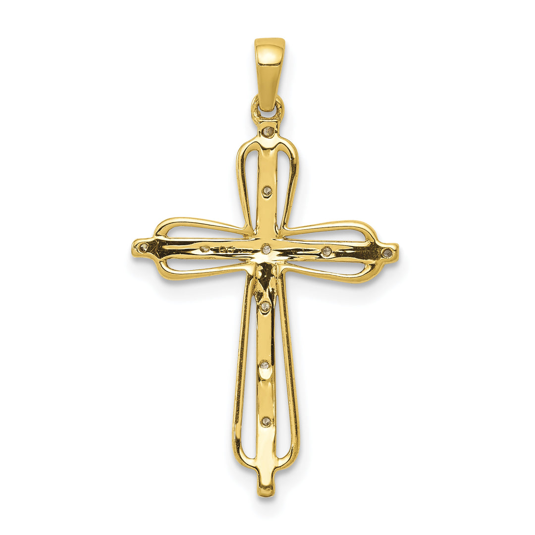 14k & Rhodium .03ct. Diamond Cross Pendant