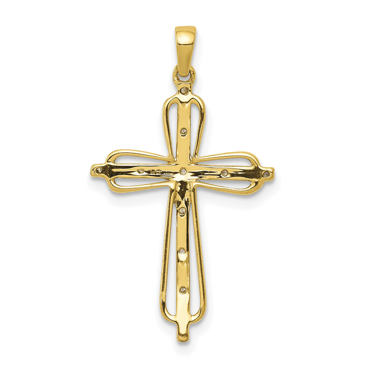 14k & Rhodium .03ct. Diamond Cross Pendant