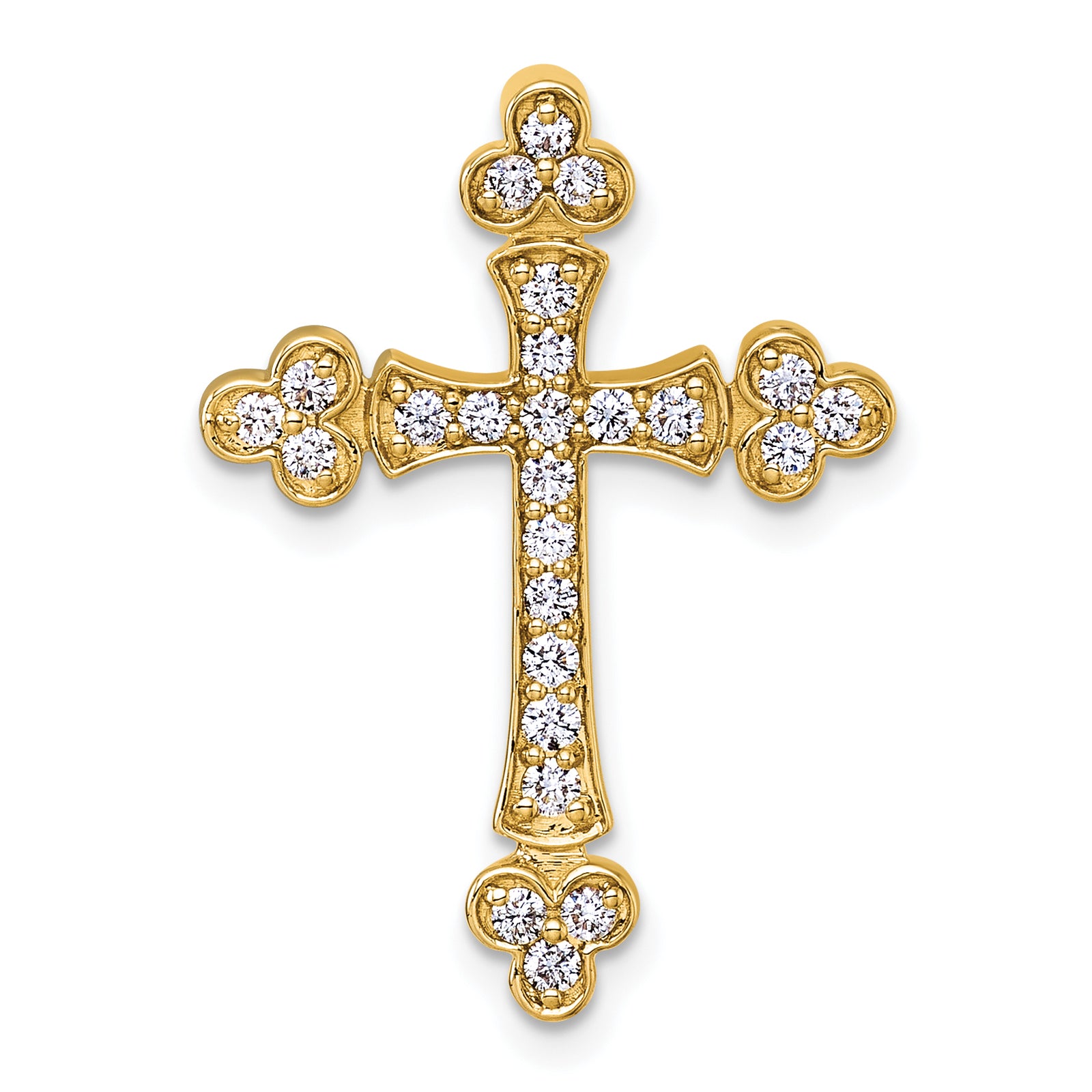 14k 1/2ct. Diamond Budded Cross Chain Slide