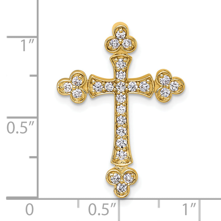 14k 1/2ct. Diamond Budded Cross Chain Slide