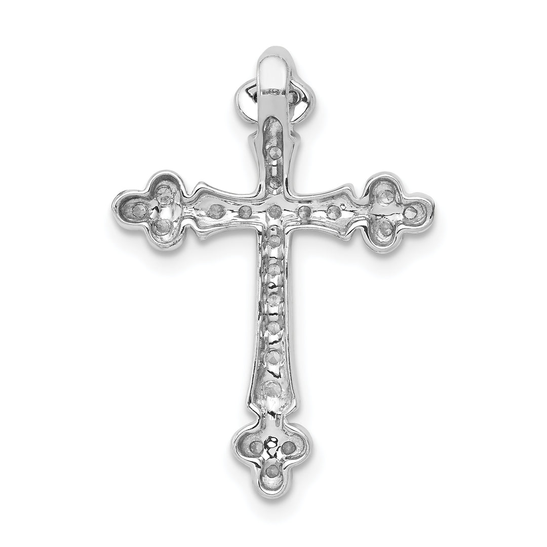14k White Gold 1/4ct. Diamond Budded Cross Chain Slide