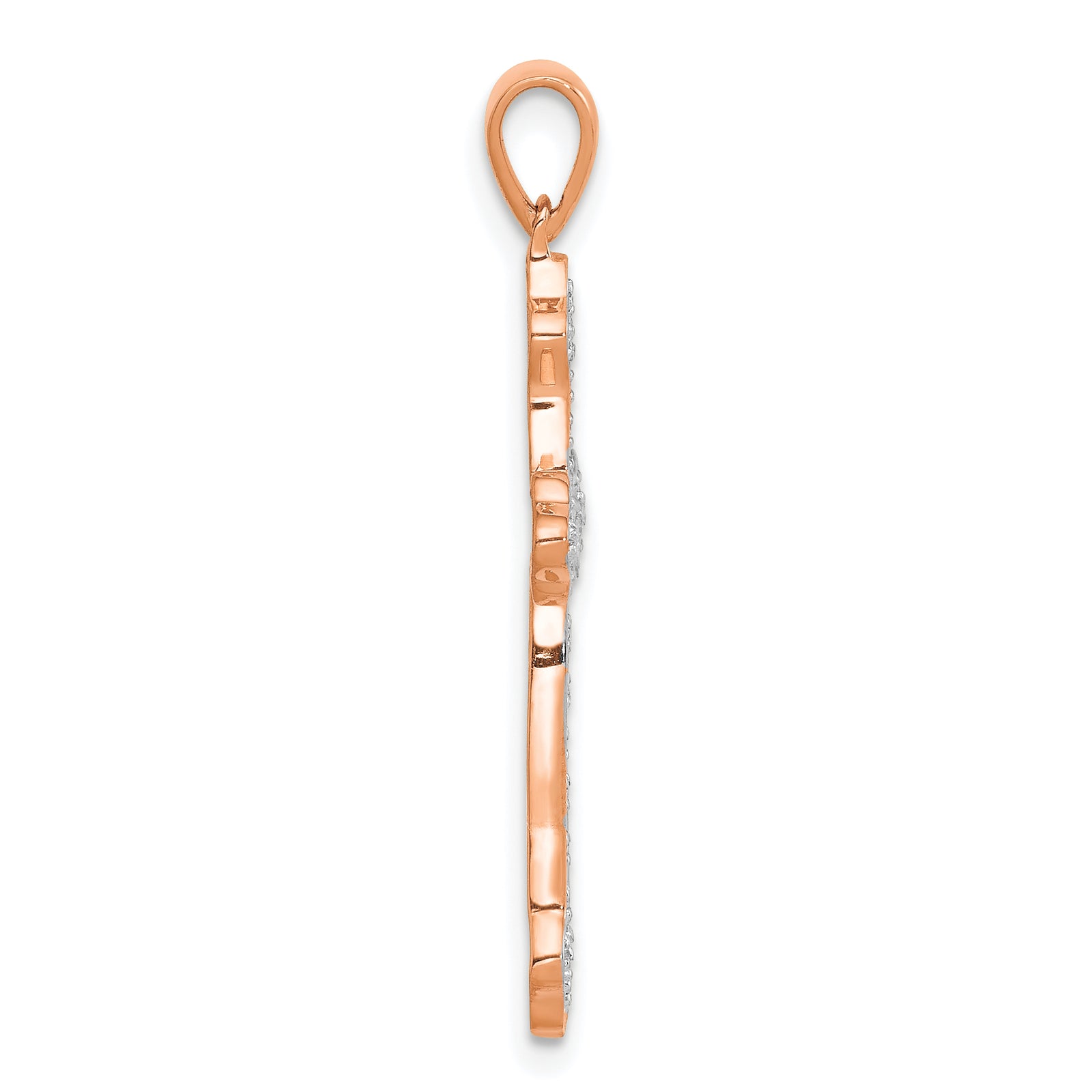 14k Rose Gold & Rhodium Diamond Cross Pendant
