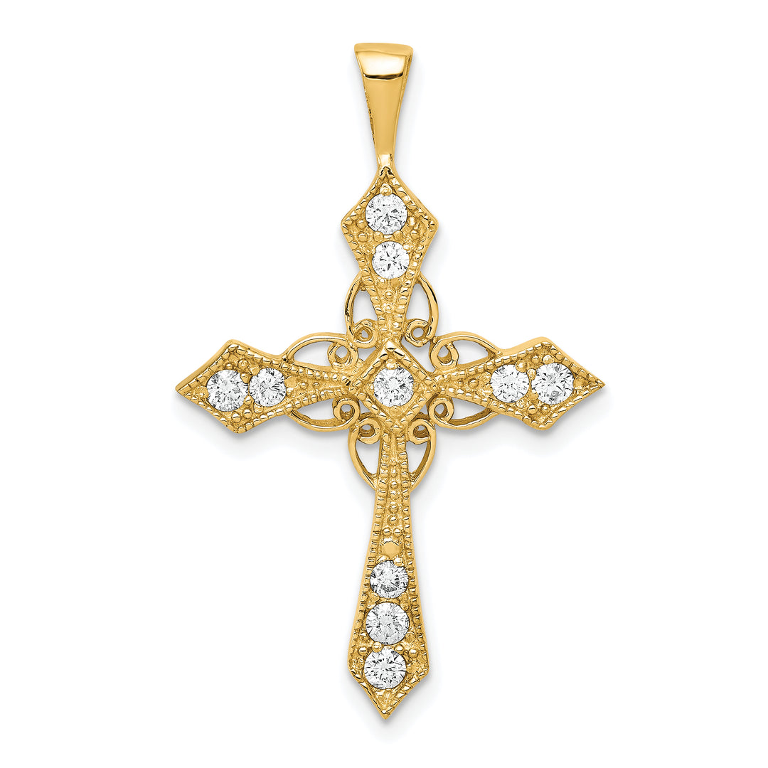 14k A Diamond Passion Cross Pendant