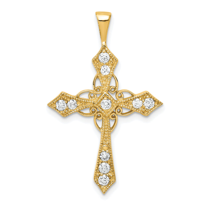 14k A Diamond Passion Cross Pendant