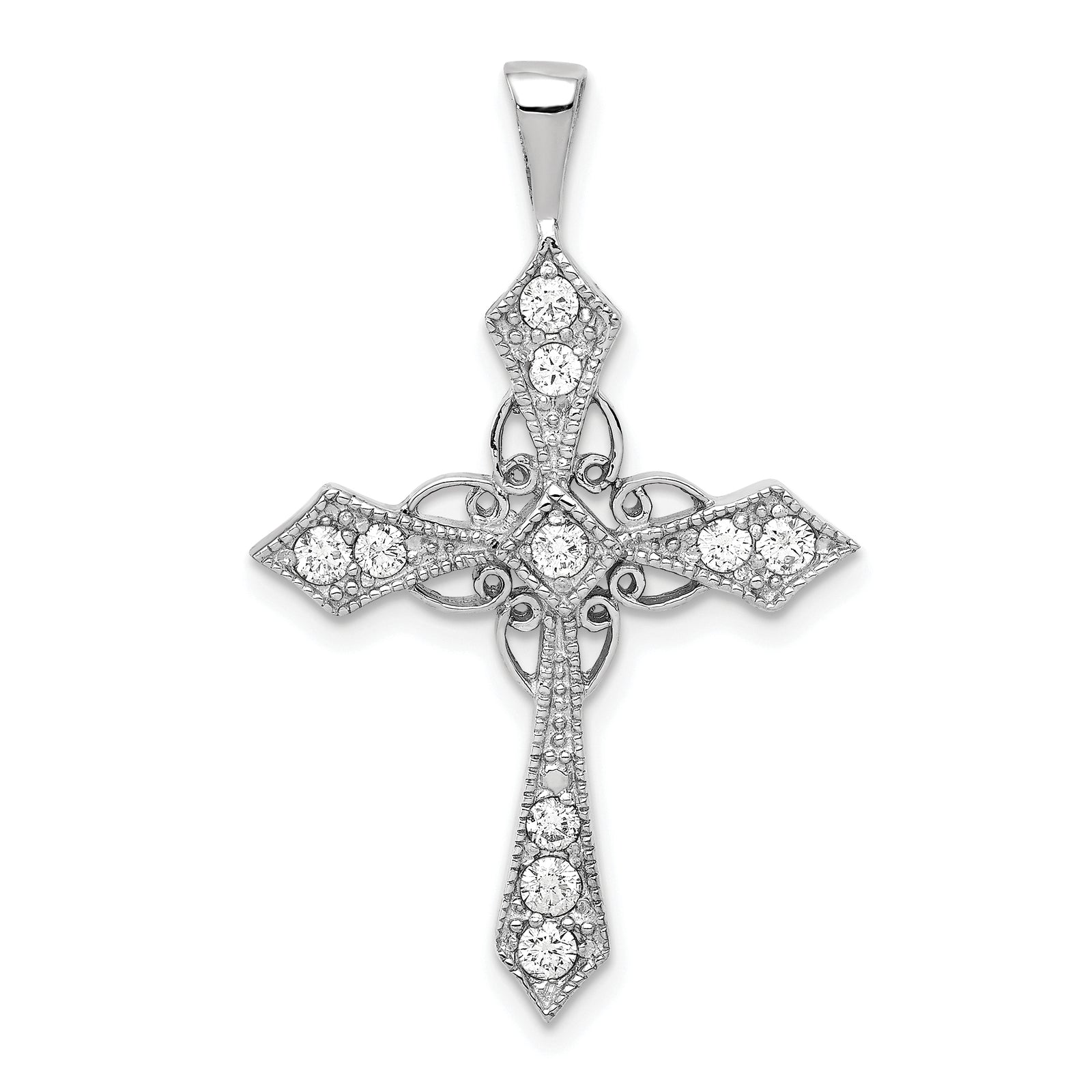 14k White Gold AA Diamond Passion Cross pendant