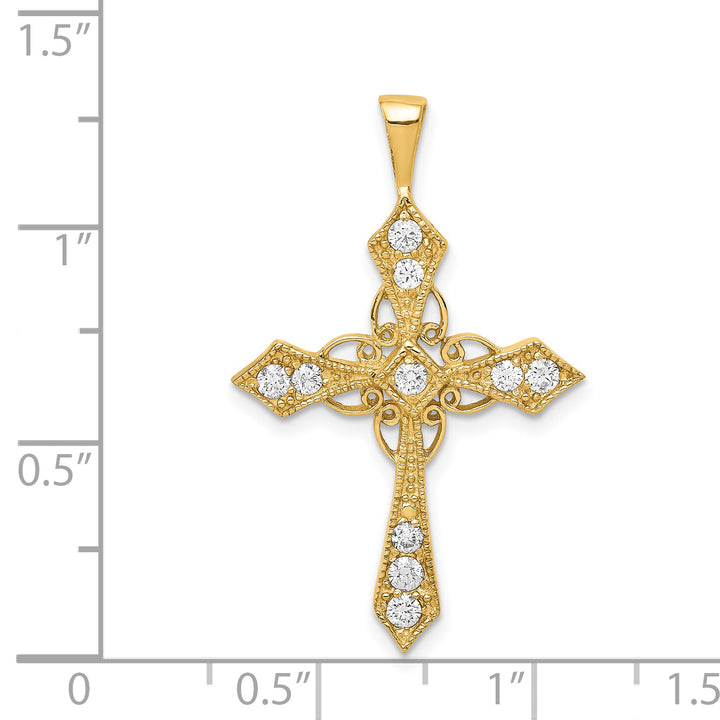14k AA Diamond Passion Cross Pendant