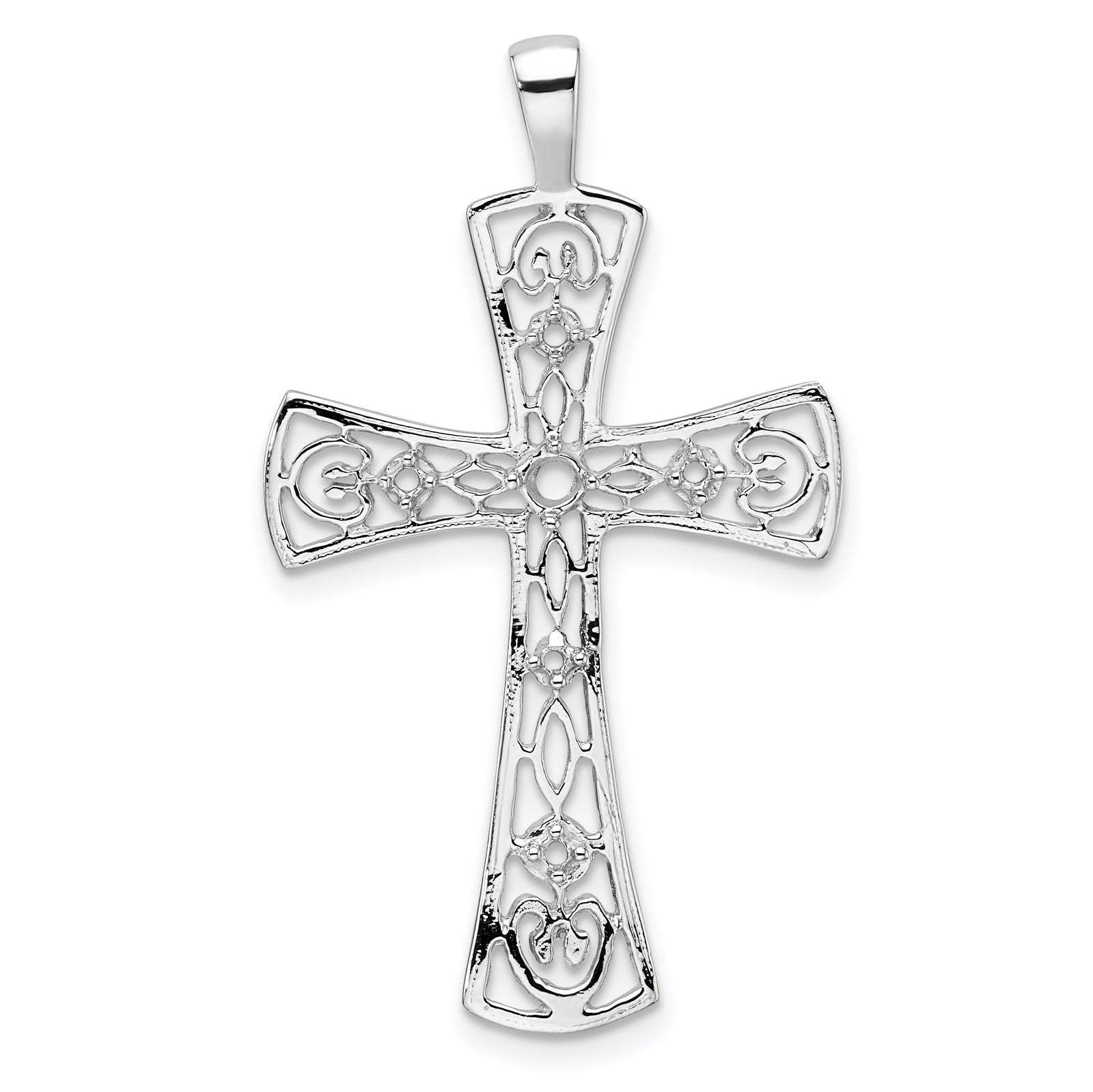 14k White Gold Fancy Cross Pendant Mounting