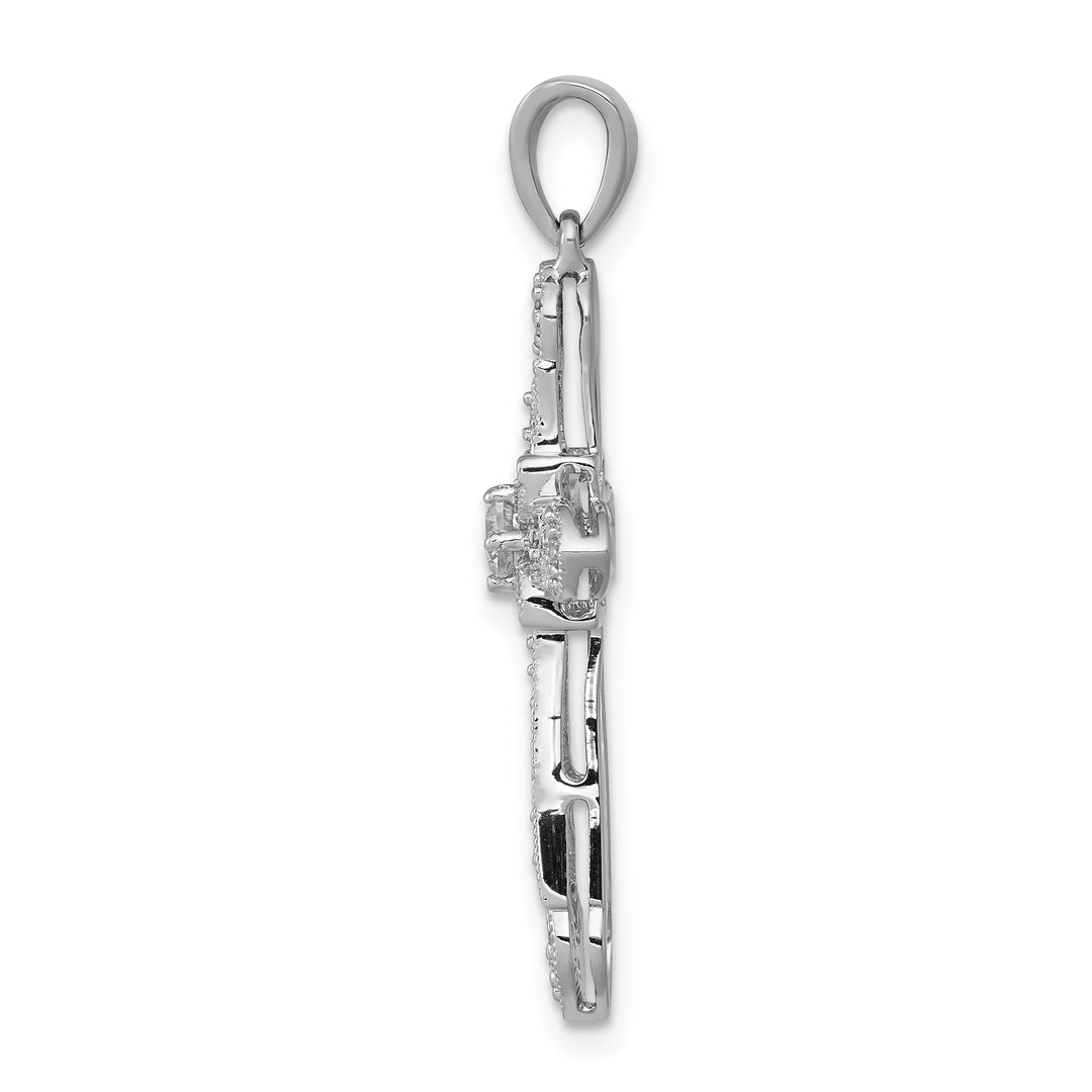 14k White Gold 1/3ct. Diamond Filigree Cross Pendant