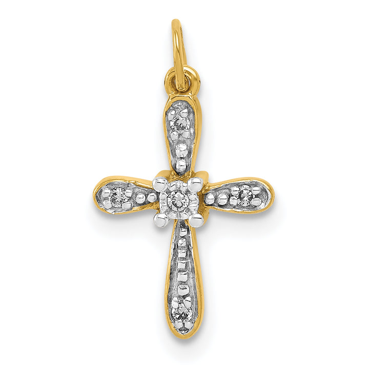 14k and Rhodium .03ct. Diamond Cross Charm