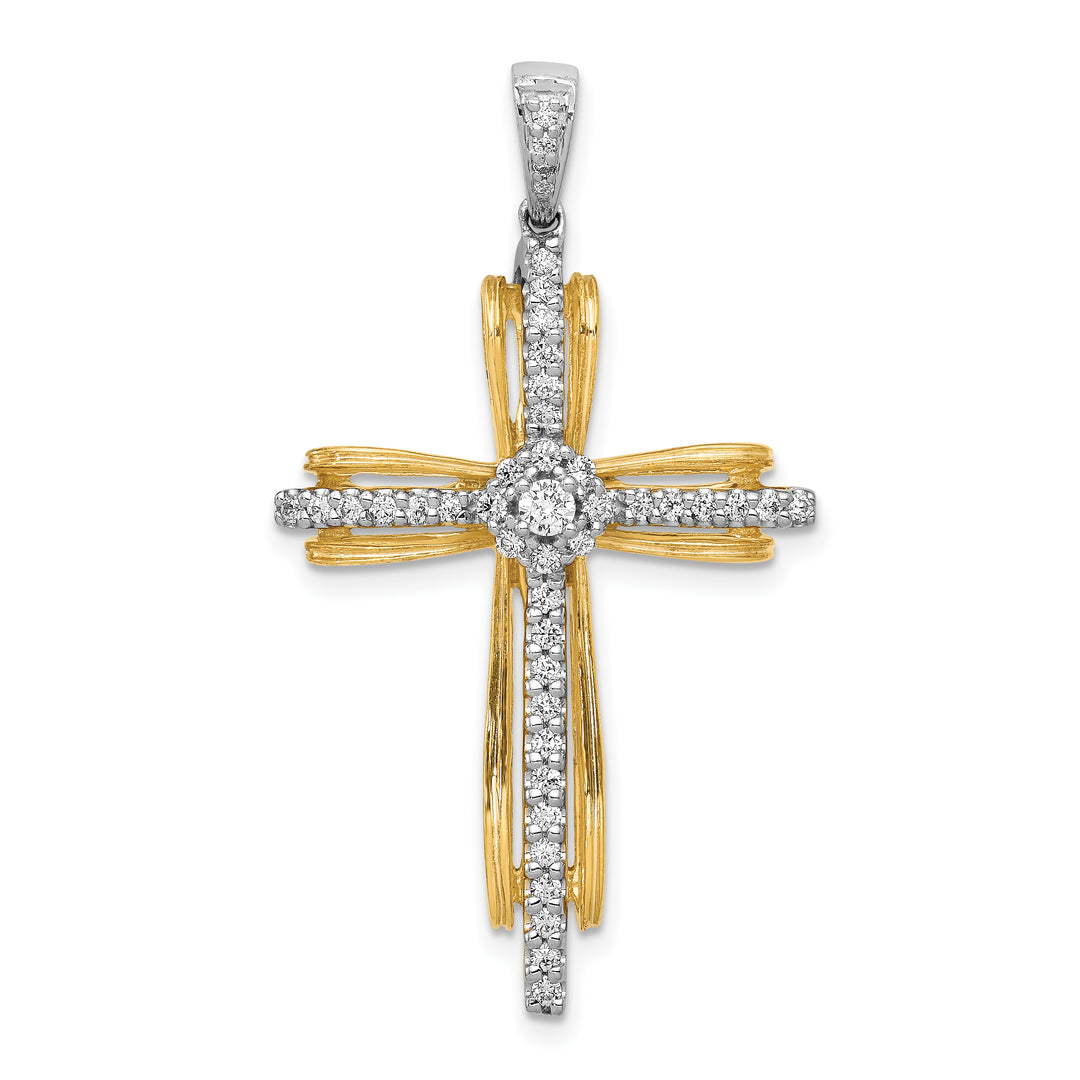 14k Two-tone 1/3ct. Diamond Passion Cross Pendant