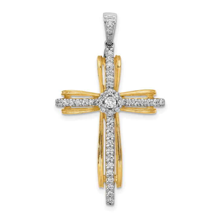 14k Two-tone 1/3ct. Diamond Passion Cross Pendant