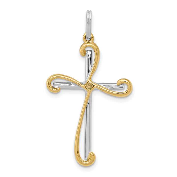 14k Two-tone 1/6ct. Diamond Cross Pendant